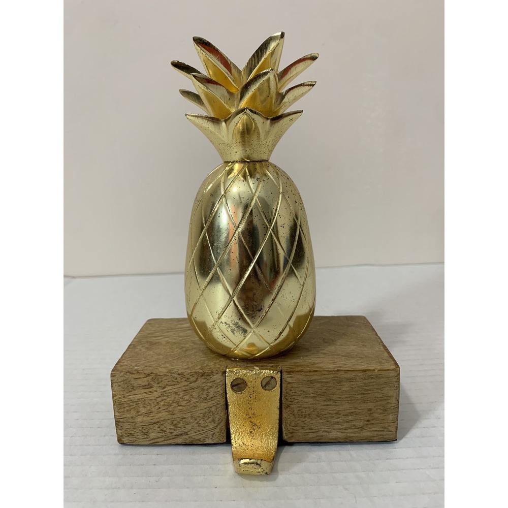 Tommy Bahama Gold Pineapple Stocking Holder Vintage RARE Holidays Christmas